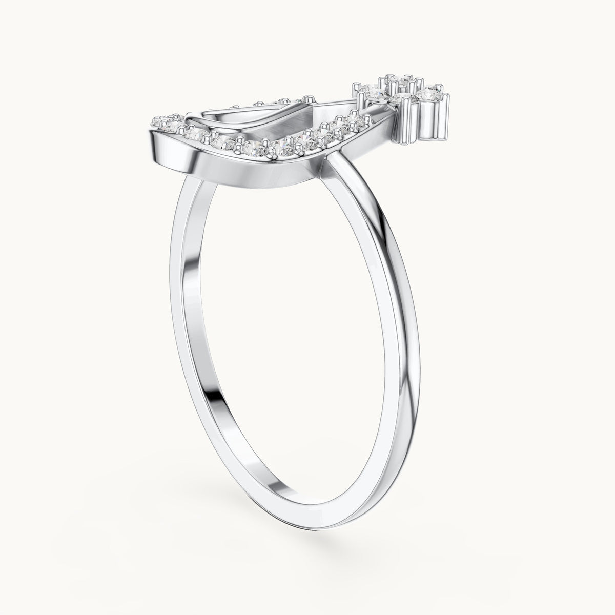 Round lab-grown diamond teardrop outline star ring in white gold, 0.198 CT TW, view 1