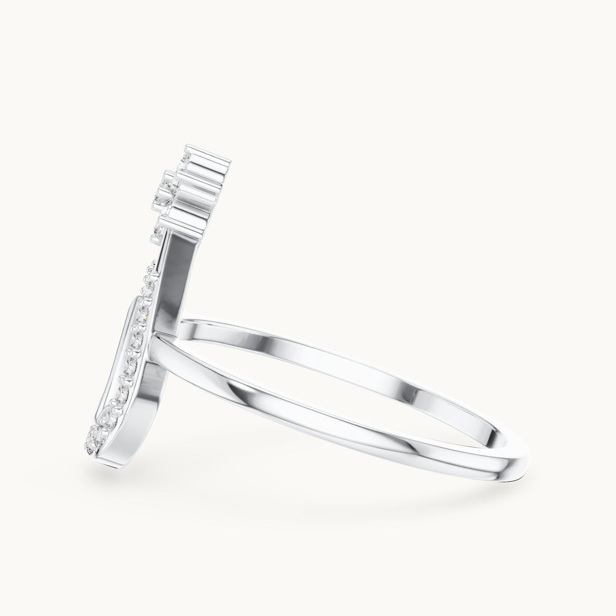 Round lab-grown diamond teardrop outline star ring in white gold, 0.198 CT TW, view 3