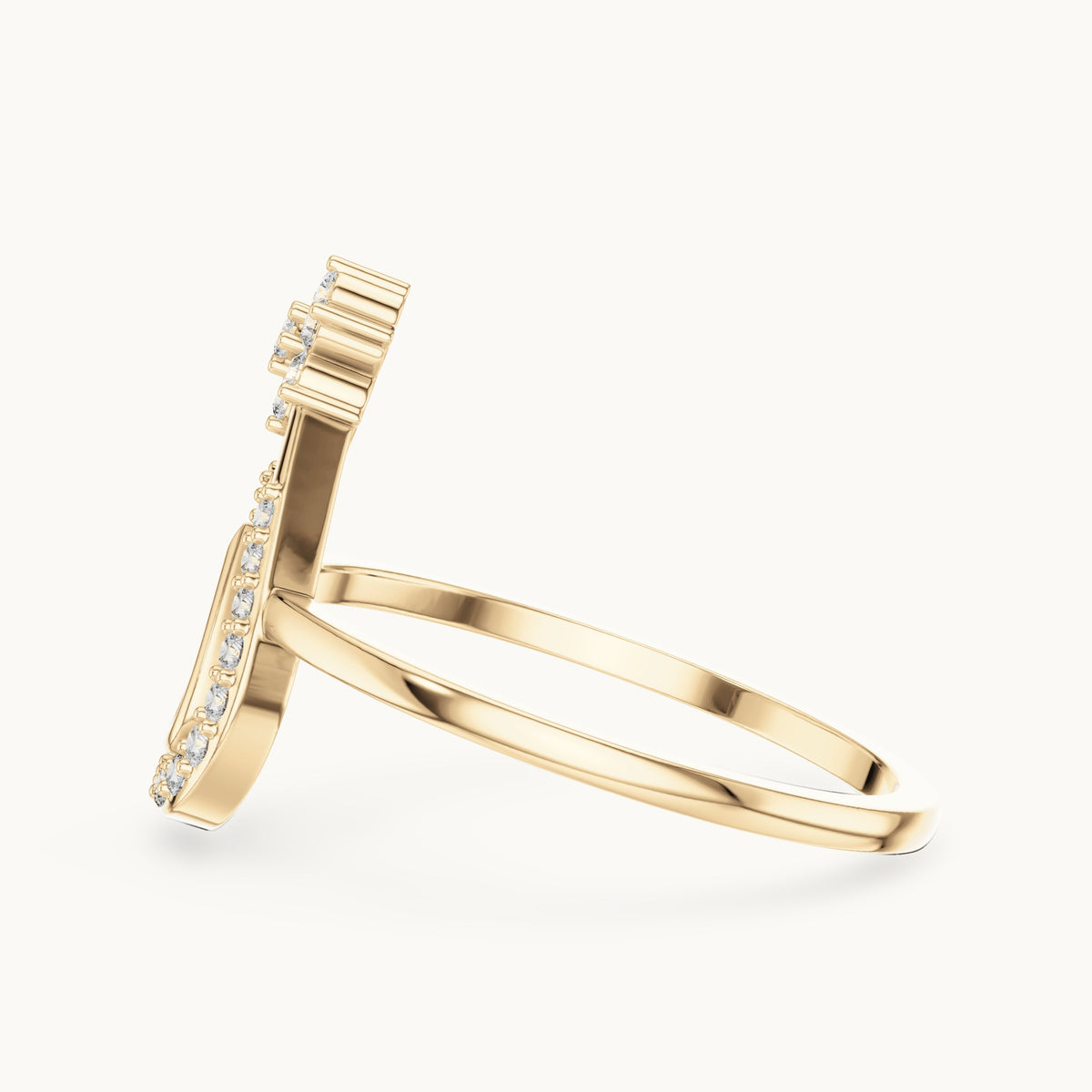 Round lab-grown diamond teardrop outline star ring in yellow gold, 0.198 CT TW, view 3