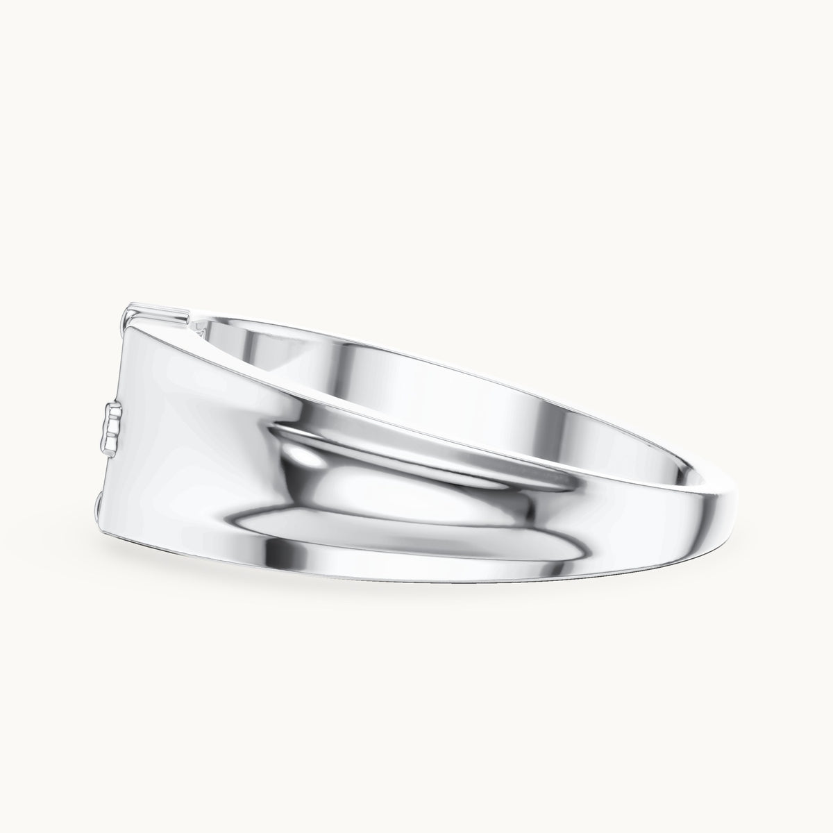 Round lab-grown diamond square cluster signet ring in white gold, 0.135 CT TW, view 3