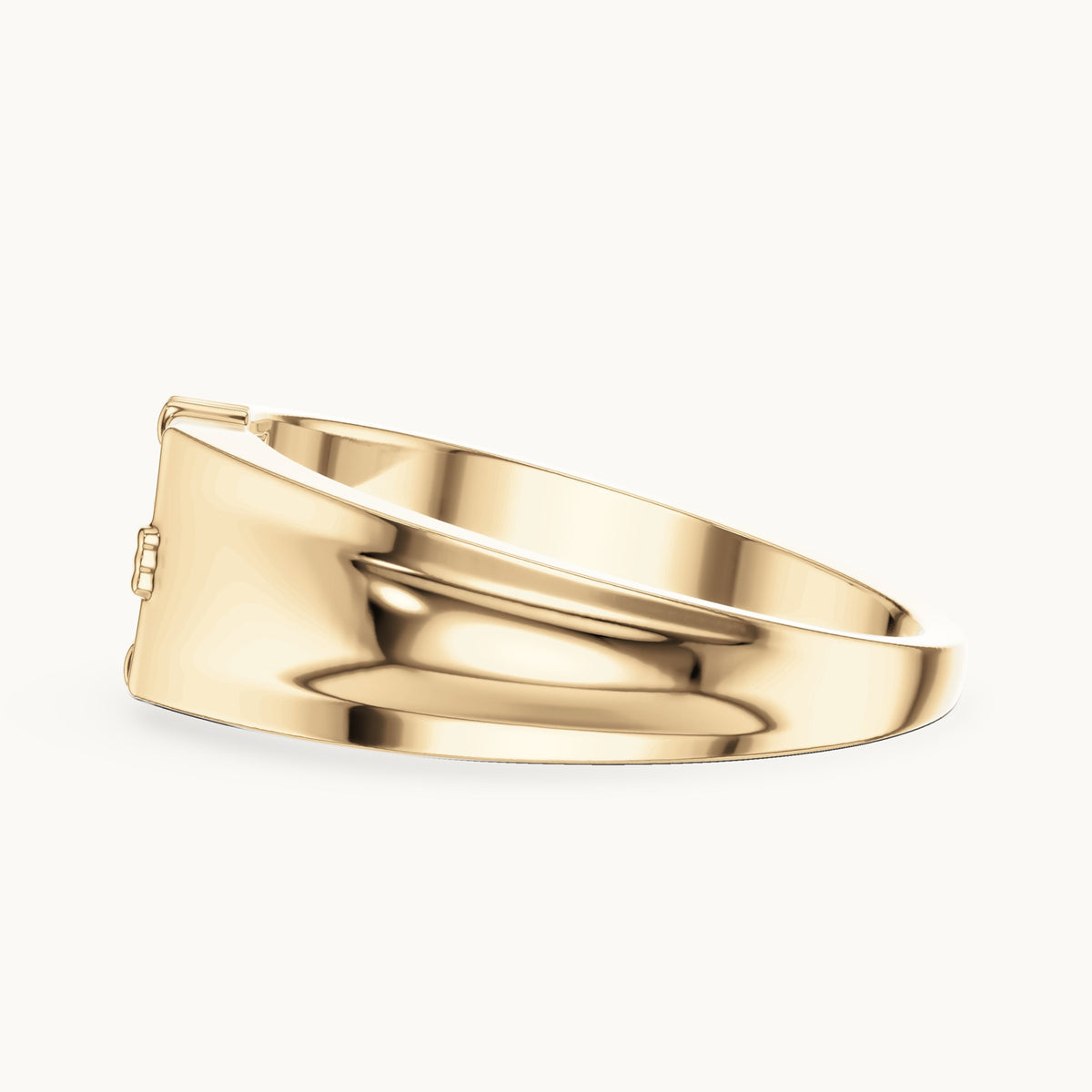 Round lab-grown diamond square cluster signet ring in yellow gold, 0.135 CT TW, view 3