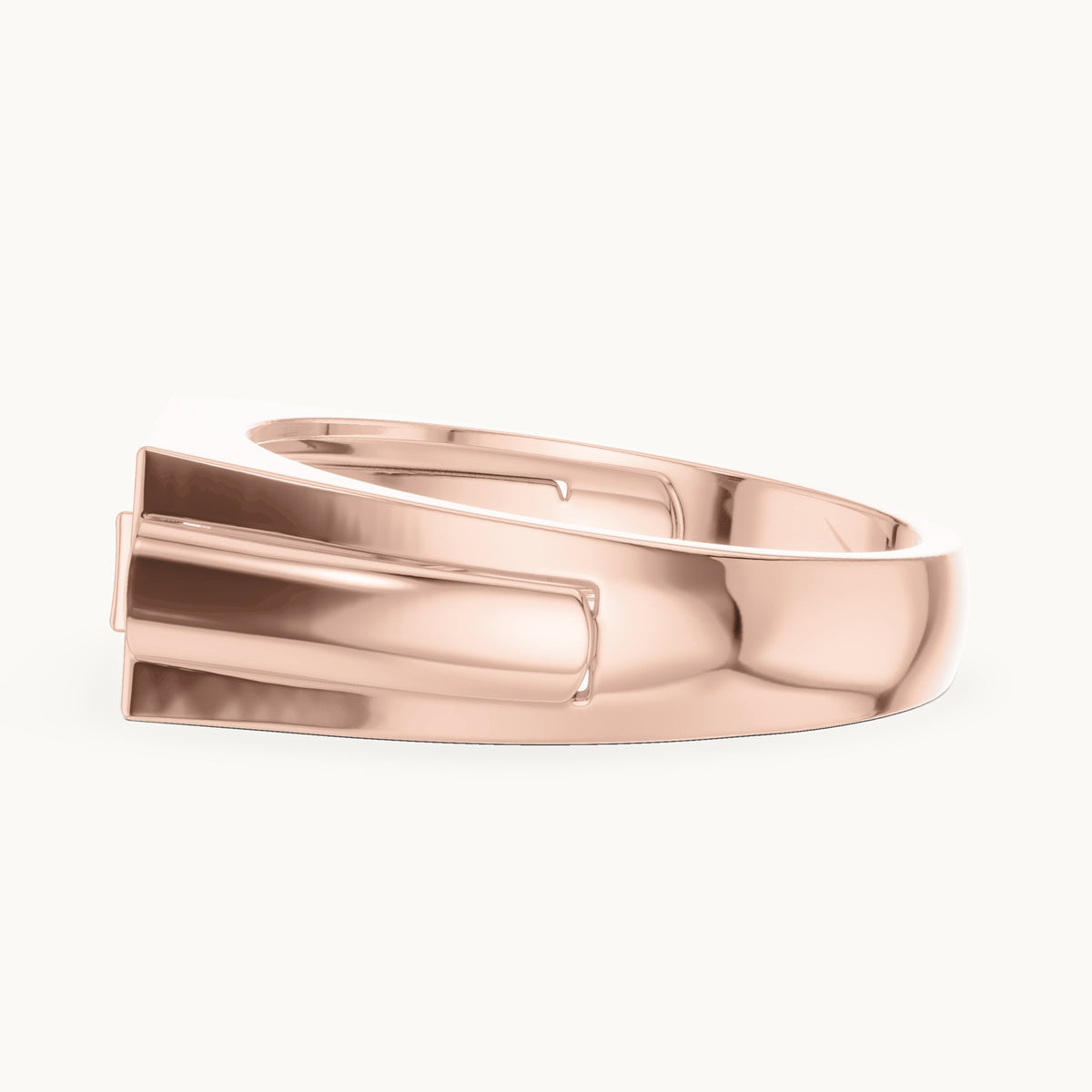 Round lab-grown diamond rectangular pavé signet ring in rose gold, 0.268 CT TW, view 3