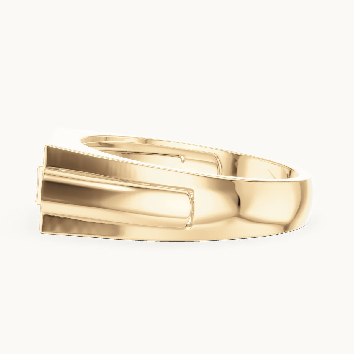 Round lab-grown diamond rectangular pavé signet ring in yellow gold, 0.268 CT TW, view 3
