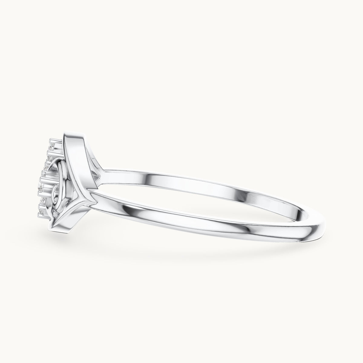 Round lab-grown diamond filigree scroll ring in white gold, 0.040 CT TW, view 3