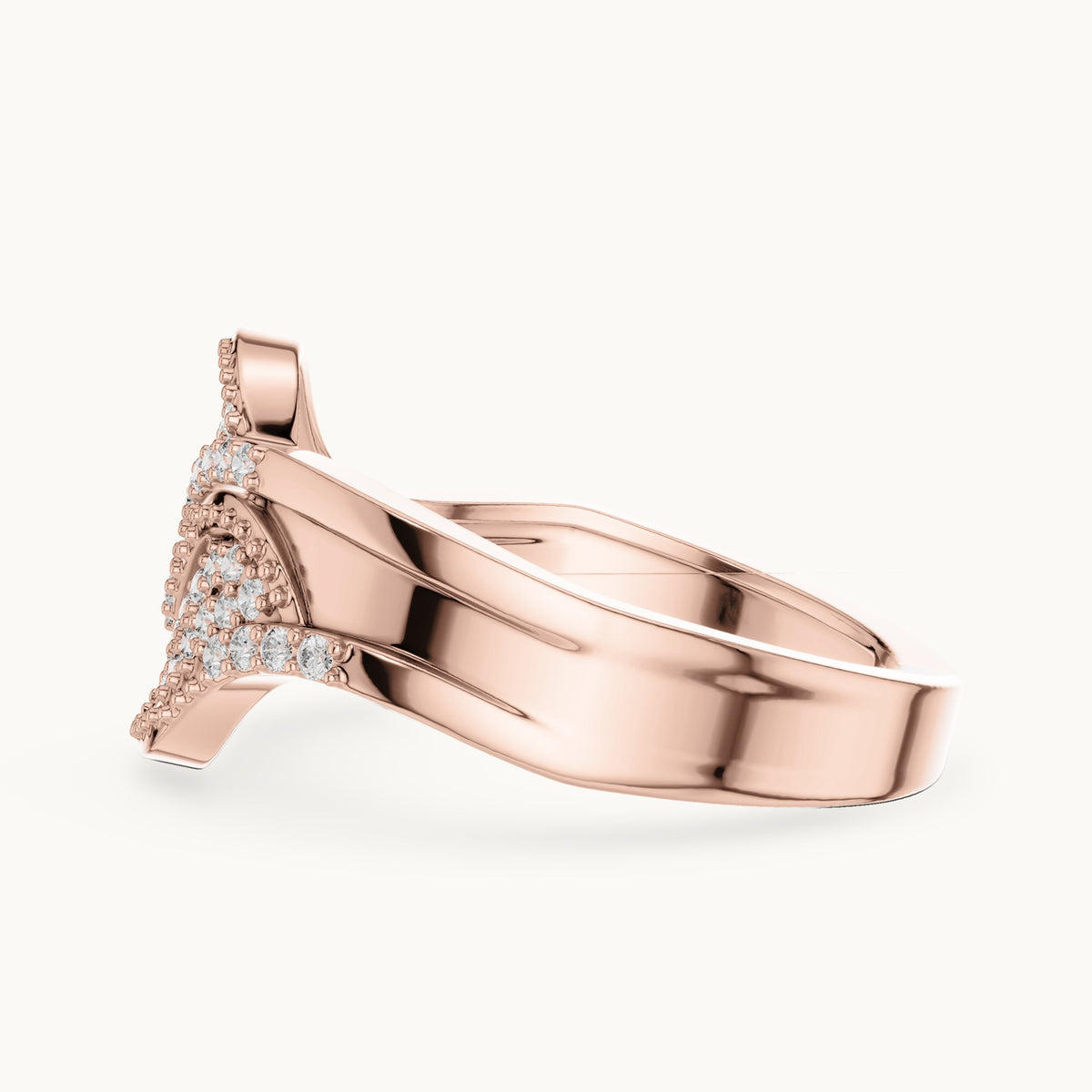 Round lab-grown diamond pavé wave ring in rose gold, 0.276 CT TW, view 3