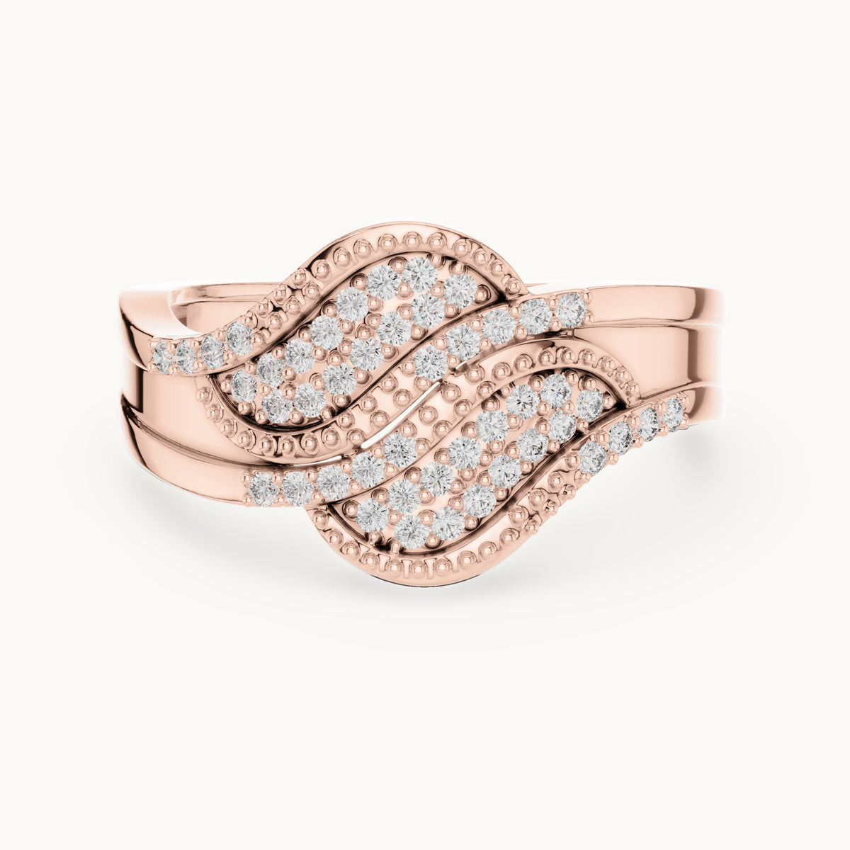 Round lab-grown diamond pavé wave ring in rose gold, 0.276 CT TW, view 4