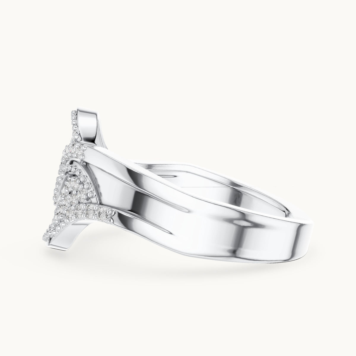Round lab-grown diamond pavé wave ring in white gold, 0.276 CT TW, view 3