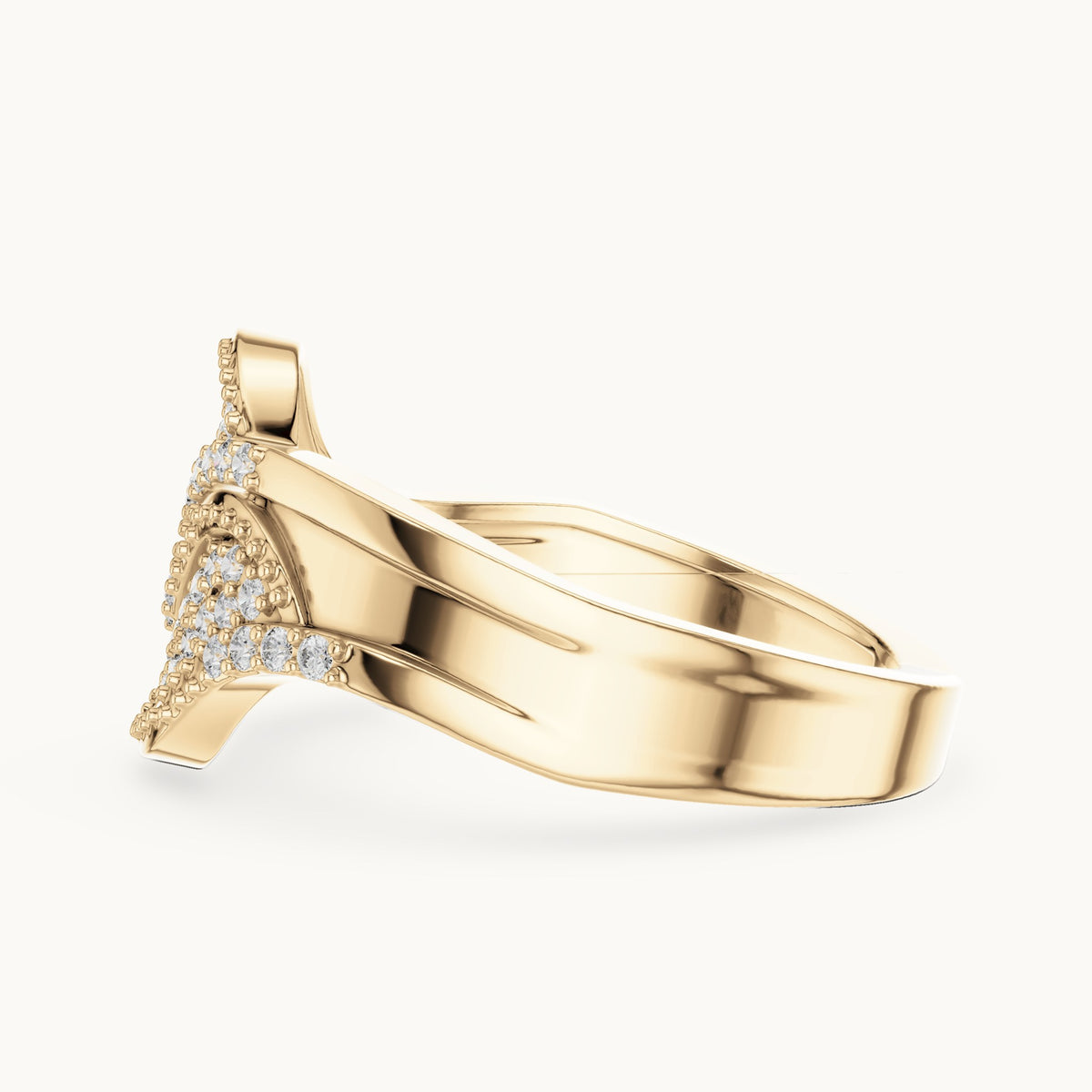 Round lab-grown diamond pavé wave ring in yellow gold, 0.276 CT TW, view 3