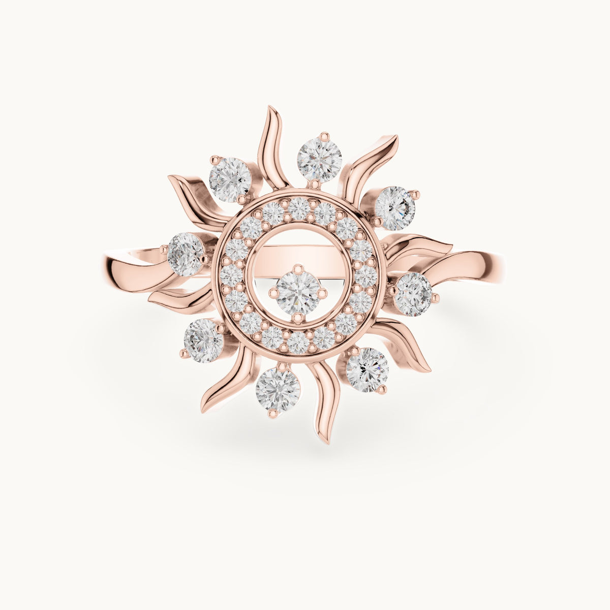 Round lab-grown diamond sunburst cocktail ring in rose gold, 0.305 CT TW, view 4