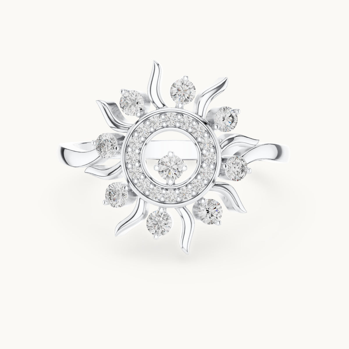 Round lab-grown diamond sunburst cocktail ring in white gold, 0.305 CT TW, view 4