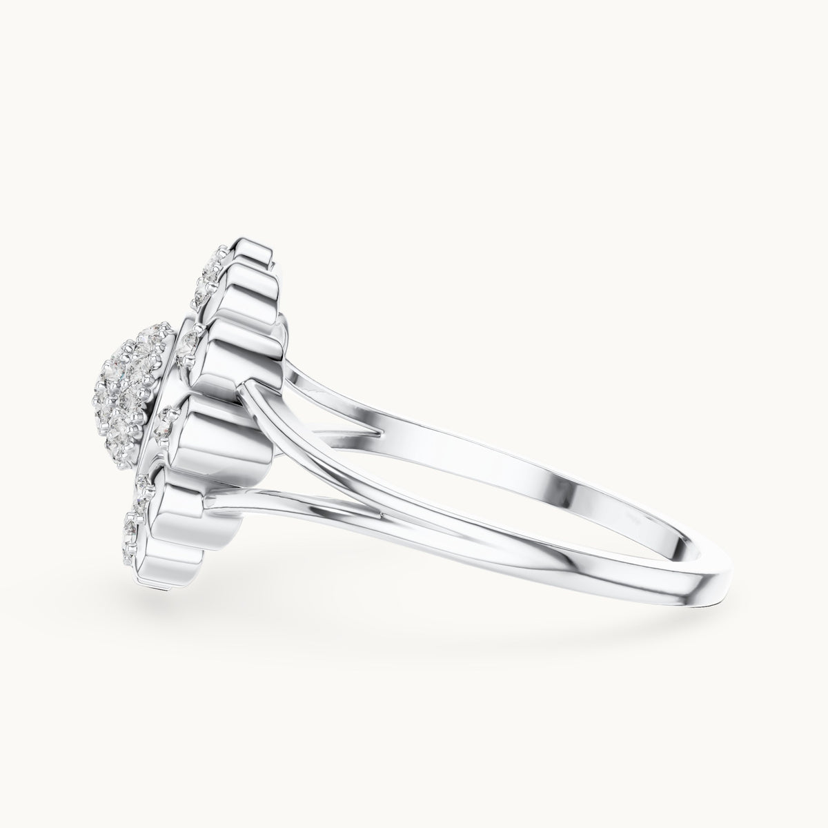 Round lab-grown diamond sunflower halo ring in white gold, 0.234 CT TW, view 3