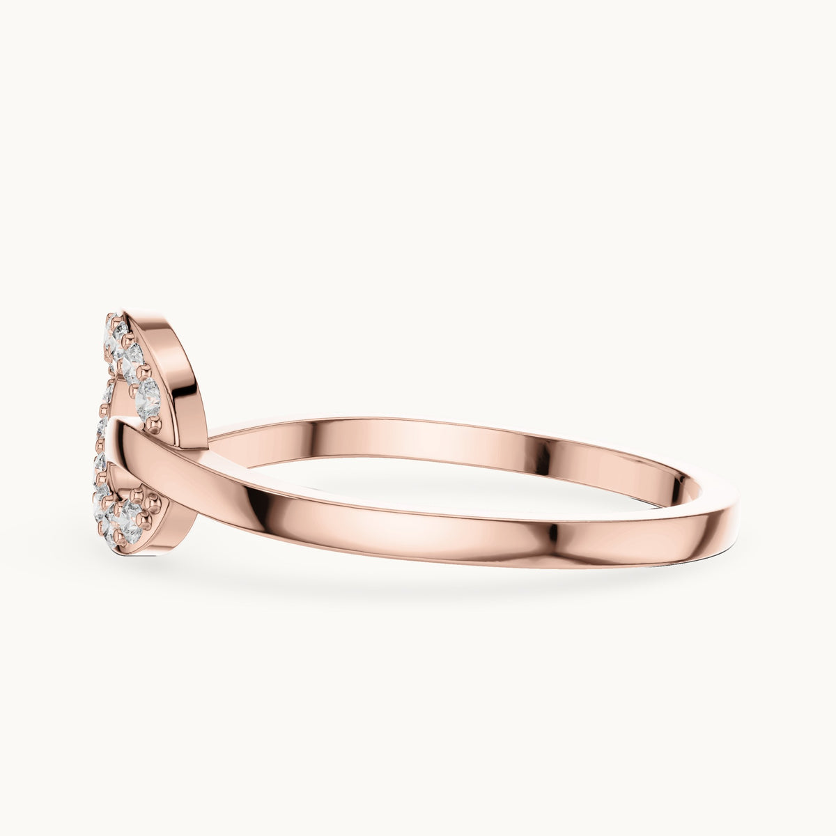 Round lab-grown diamond loop knot ring in rose gold, 0.14 CT TW, view 3
