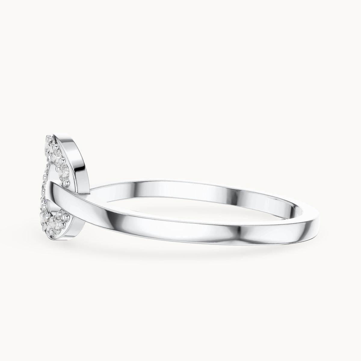 Round lab-grown diamond loop knot ring in white gold, 0.14 CT TW, view 3