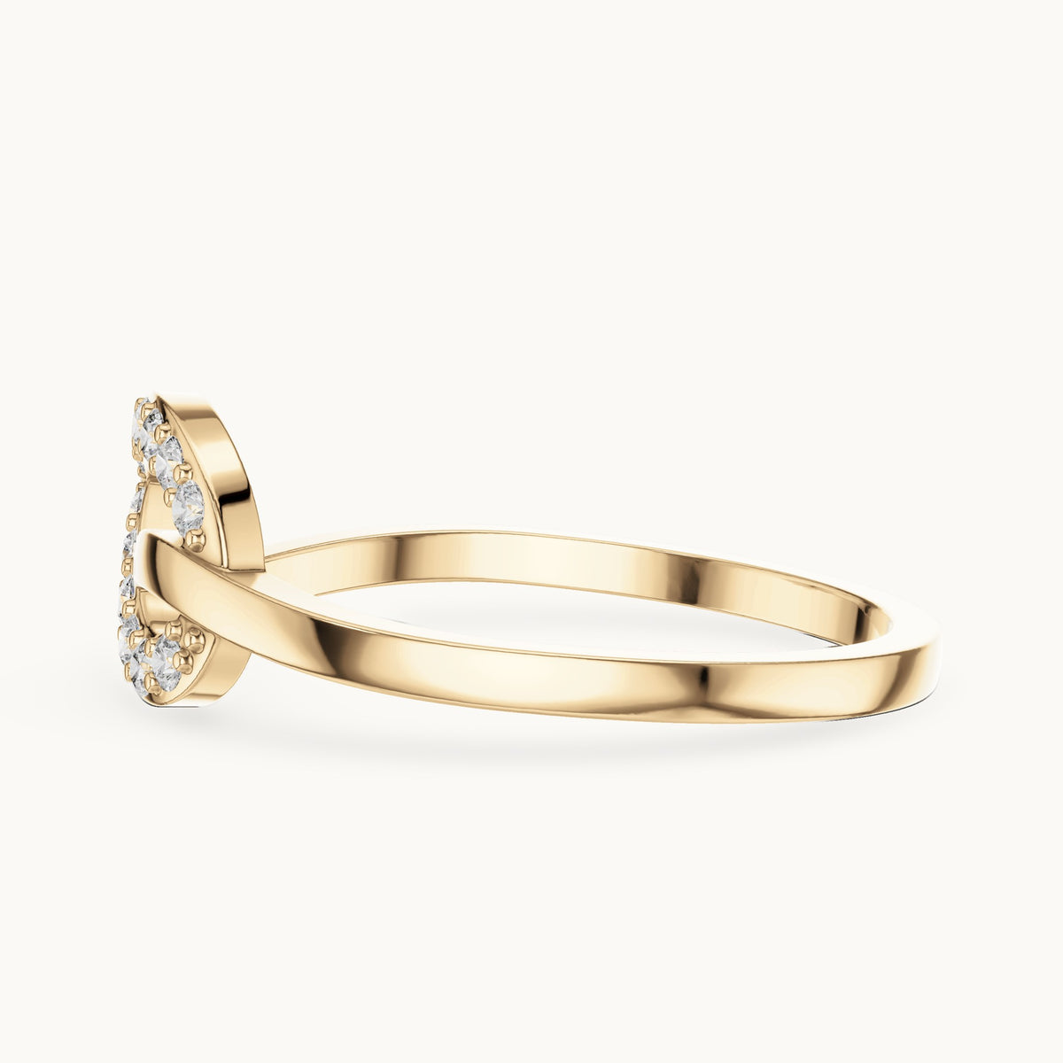 Round lab-grown diamond loop knot ring in yellow gold, 0.14 CT TW, view 3