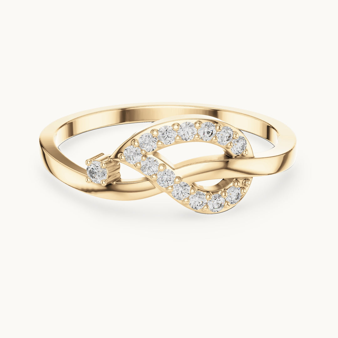 Round lab-grown diamond loop knot ring in yellow gold, 0.14 CT TW, view 4