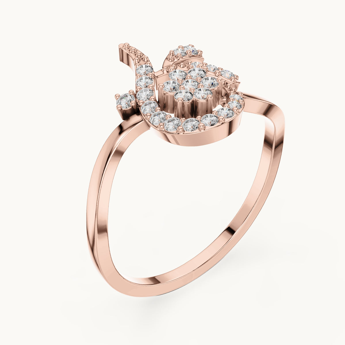 Round lab-grown diamond flower swirl cocktail ring in rose gold, 0.19 CT TW, view 2