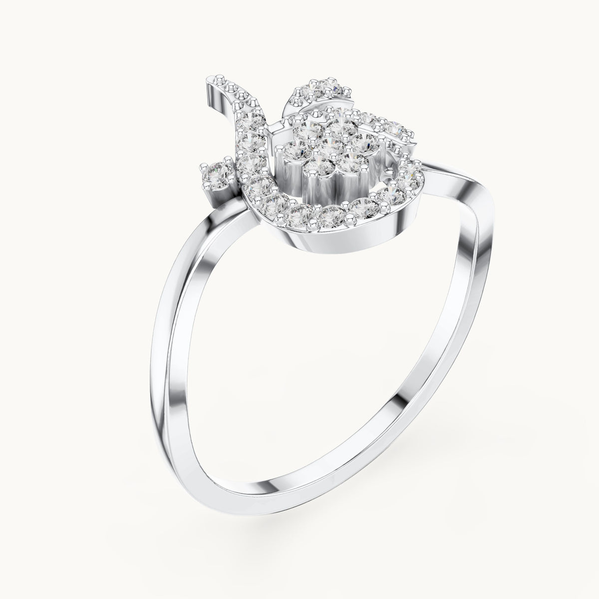 Round lab-grown diamond flower swirl cocktail ring in white gold, 0.19 CT TW, view 2