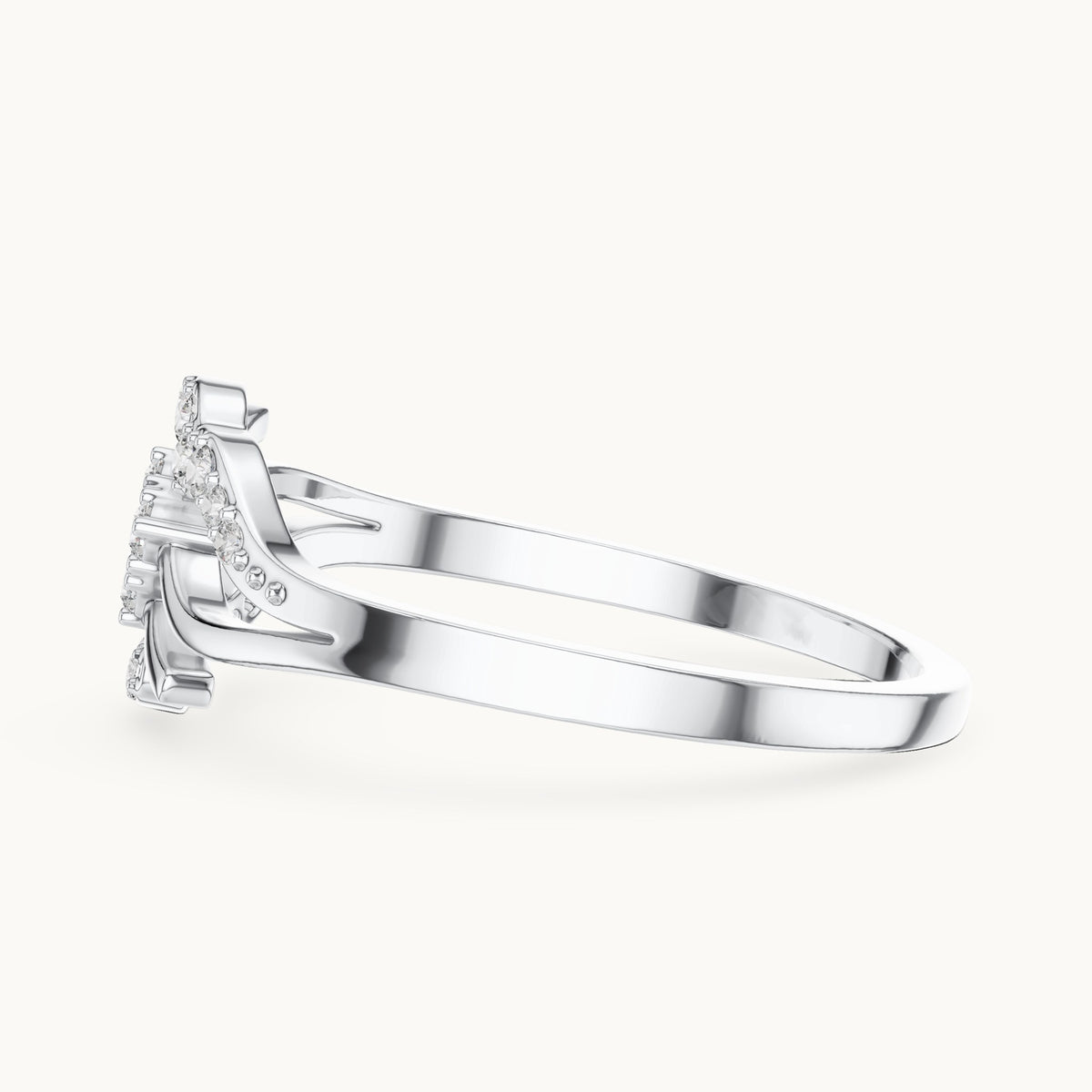 Round lab-grown diamond swirl bypass cluster ring in white gold, 0.12 CT TW, view 3
