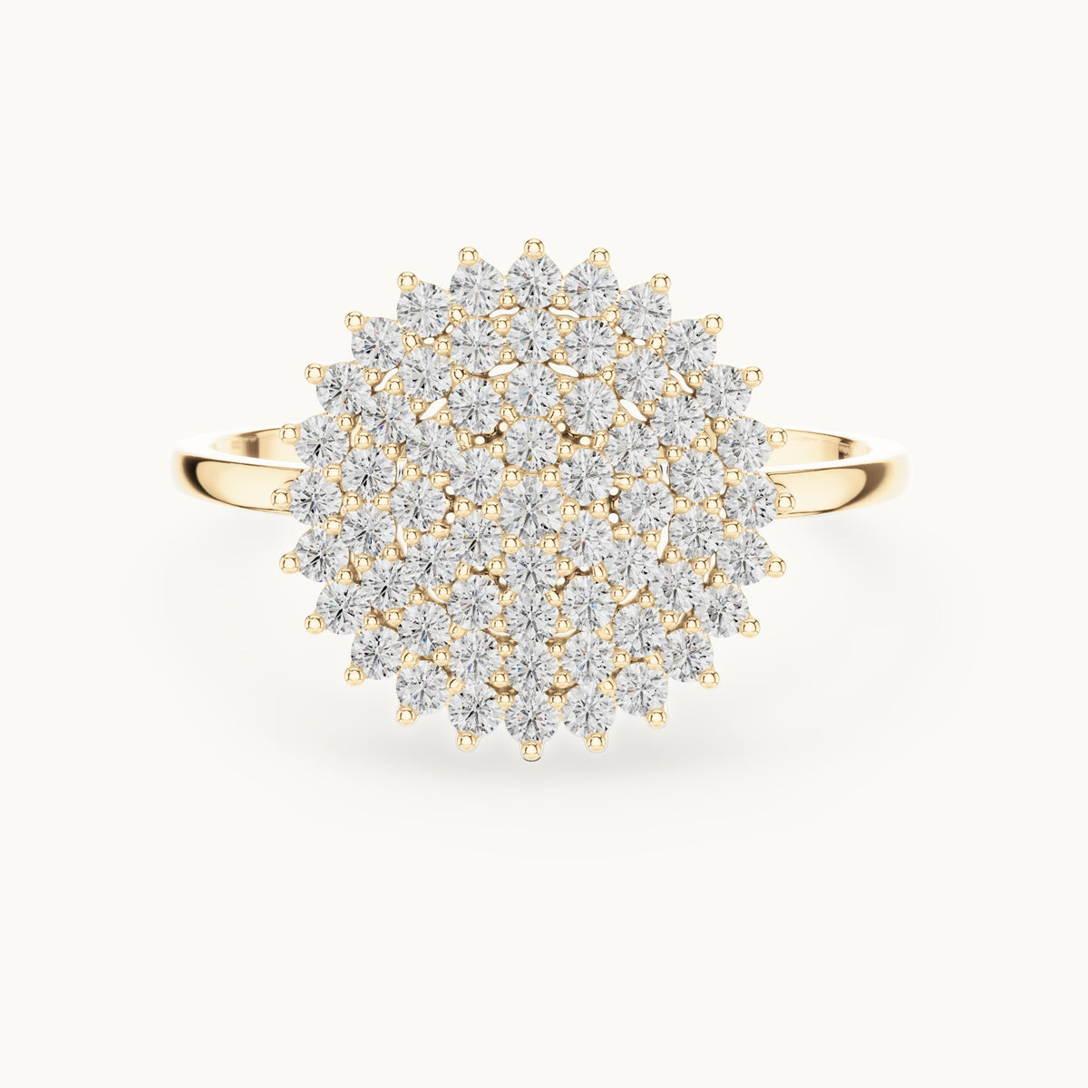 Round lab-grown diamond pave starburst cluster ring in yellow gold, 0.495 CT TW, view 4