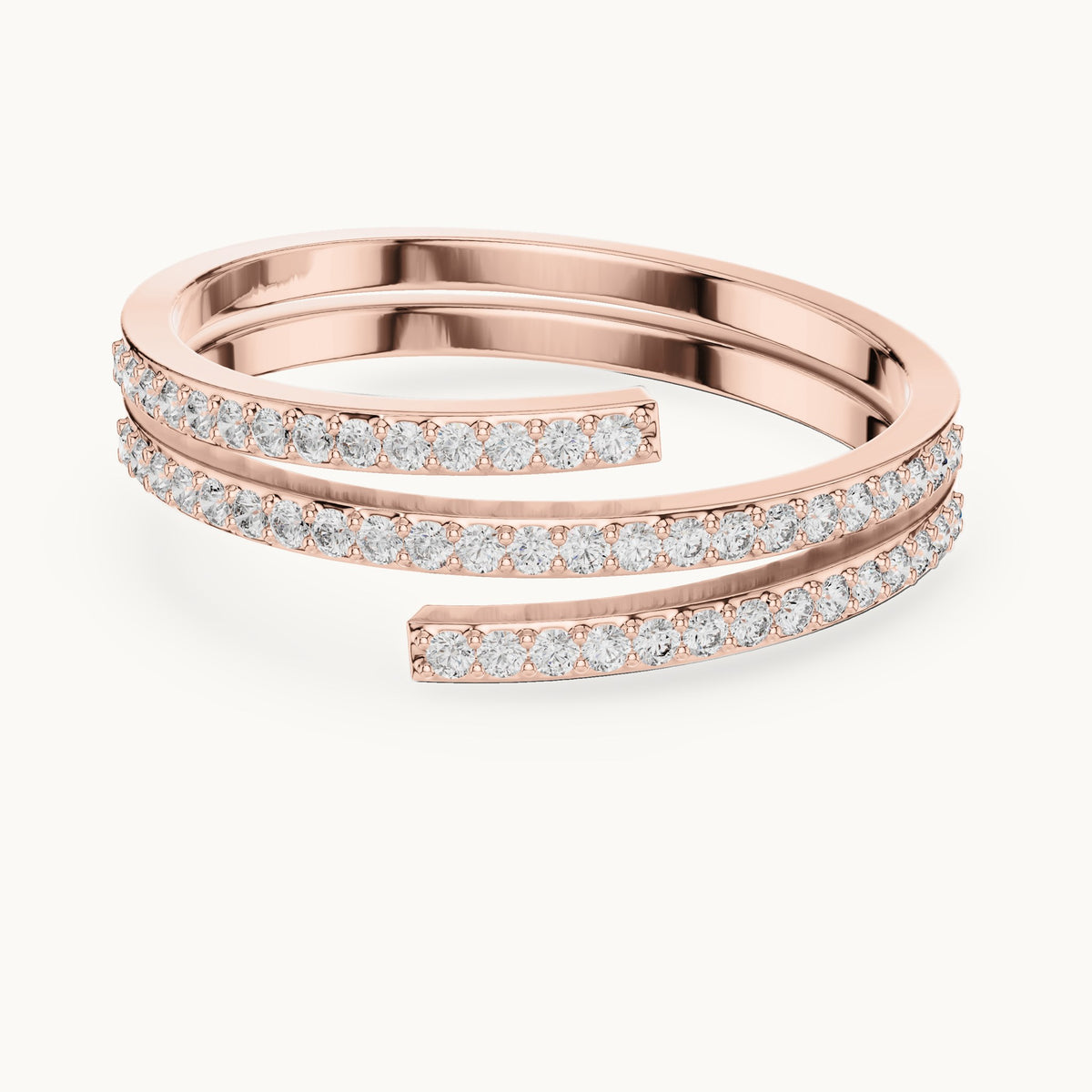 Round lab-grown diamond double pave wrap ring in rose gold, 0.255 CT TW, view 4