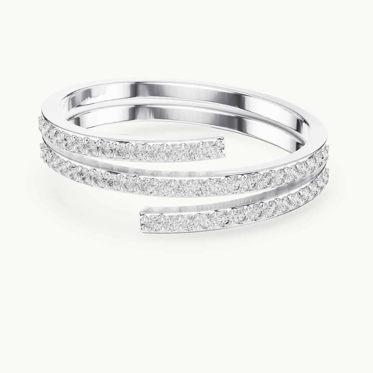 Round lab-grown diamond double pave wrap ring in white gold, 0.255 CT TW, view 4