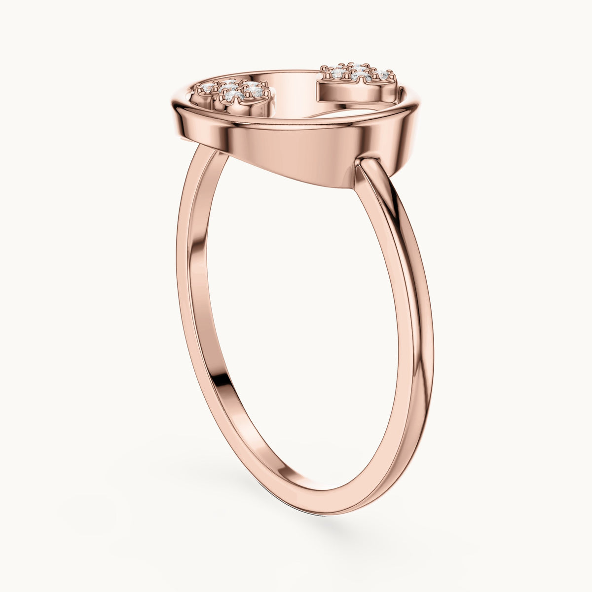 Round lab-grown diamond open circle accent ring in rose gold, 0.06 CT TW, view 1