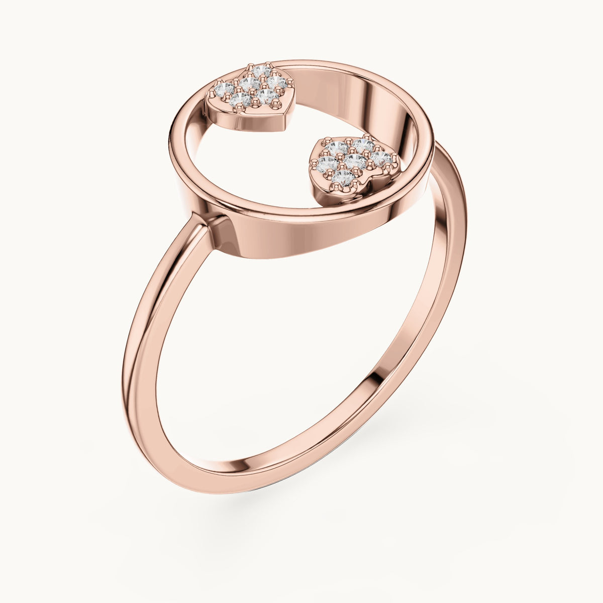 Round lab-grown diamond open circle accent ring in rose gold, 0.06 CT TW, view 2