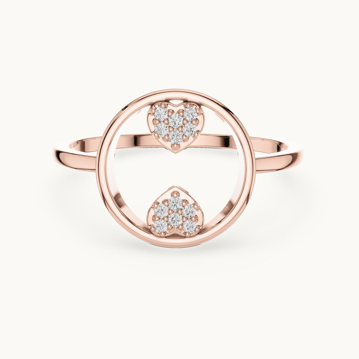 Round lab-grown diamond open circle accent ring in rose gold, 0.06 CT TW, view 4