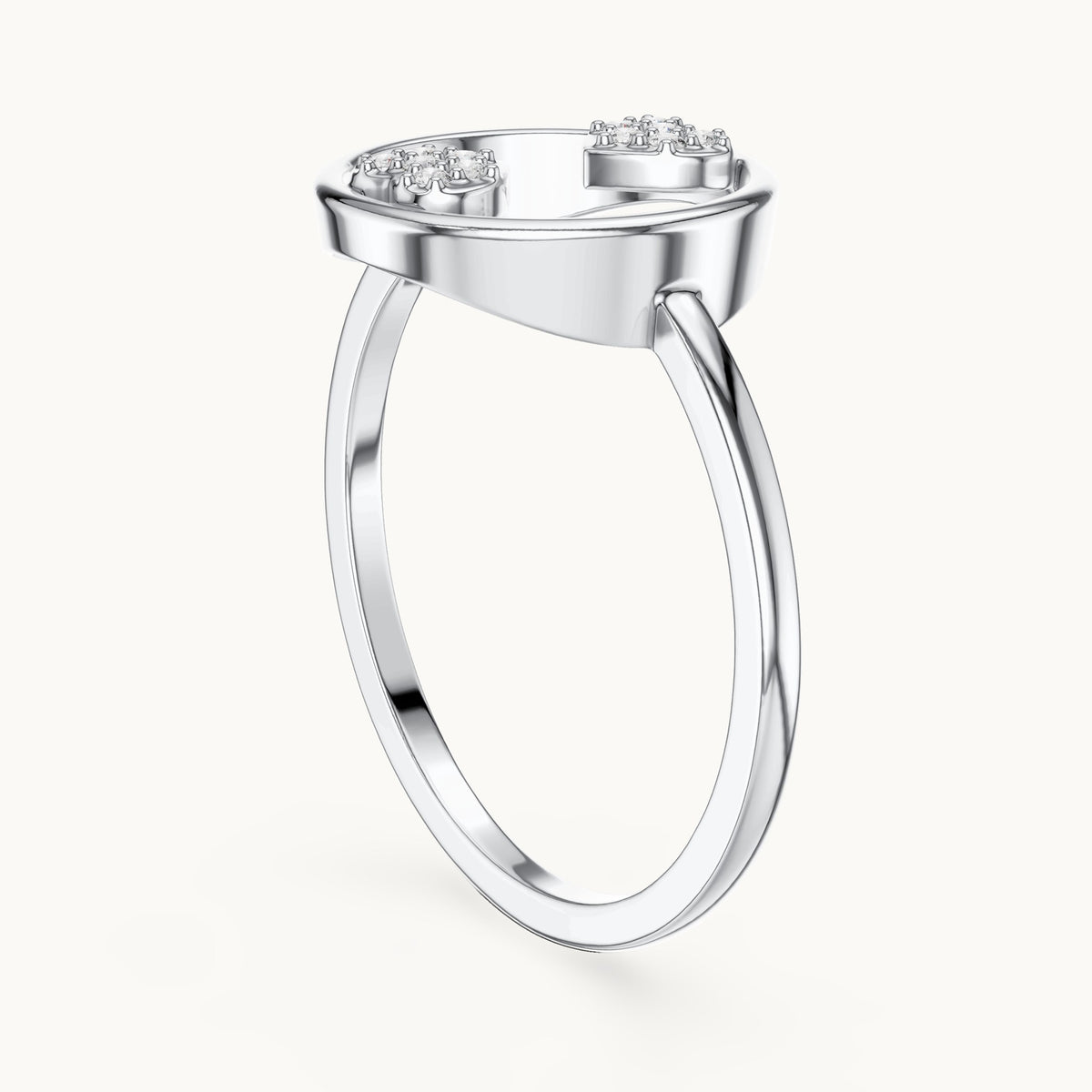 Round lab-grown diamond open circle accent ring in white gold, 0.06 CT TW, view 1