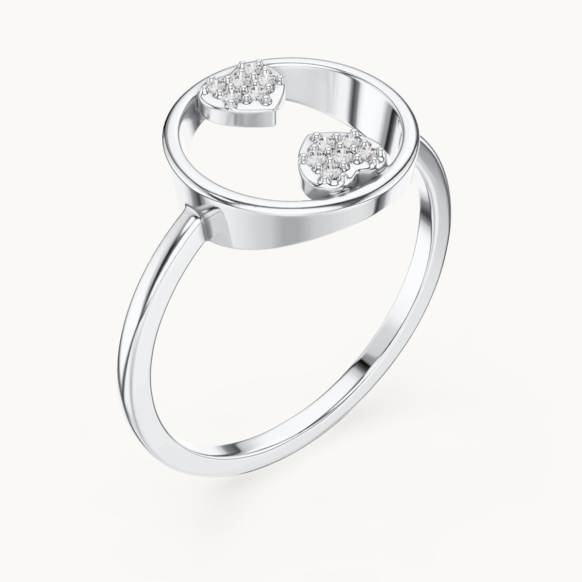 Round lab-grown diamond open circle accent ring in white gold, 0.06 CT TW, view 2