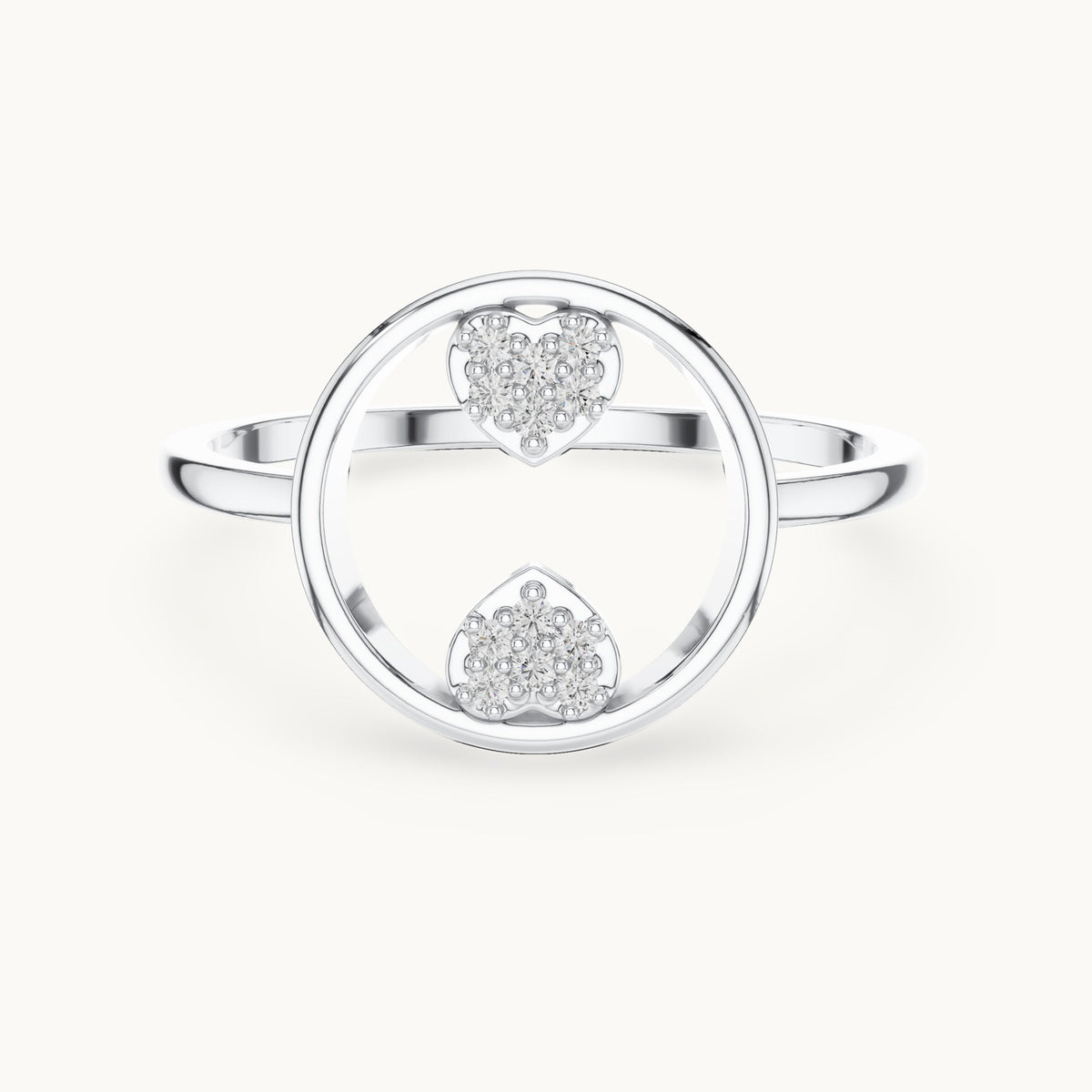 Round lab-grown diamond open circle accent ring in white gold, 0.06 CT TW, view 4