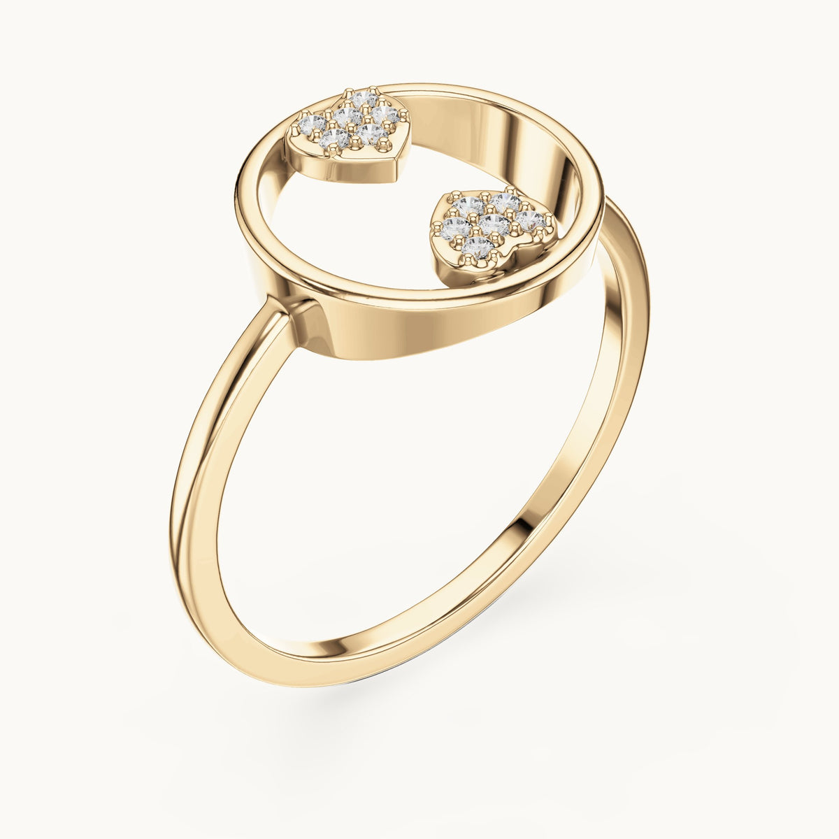 Round lab-grown diamond open circle accent ring in yellow gold, 0.06 CT TW, view 2