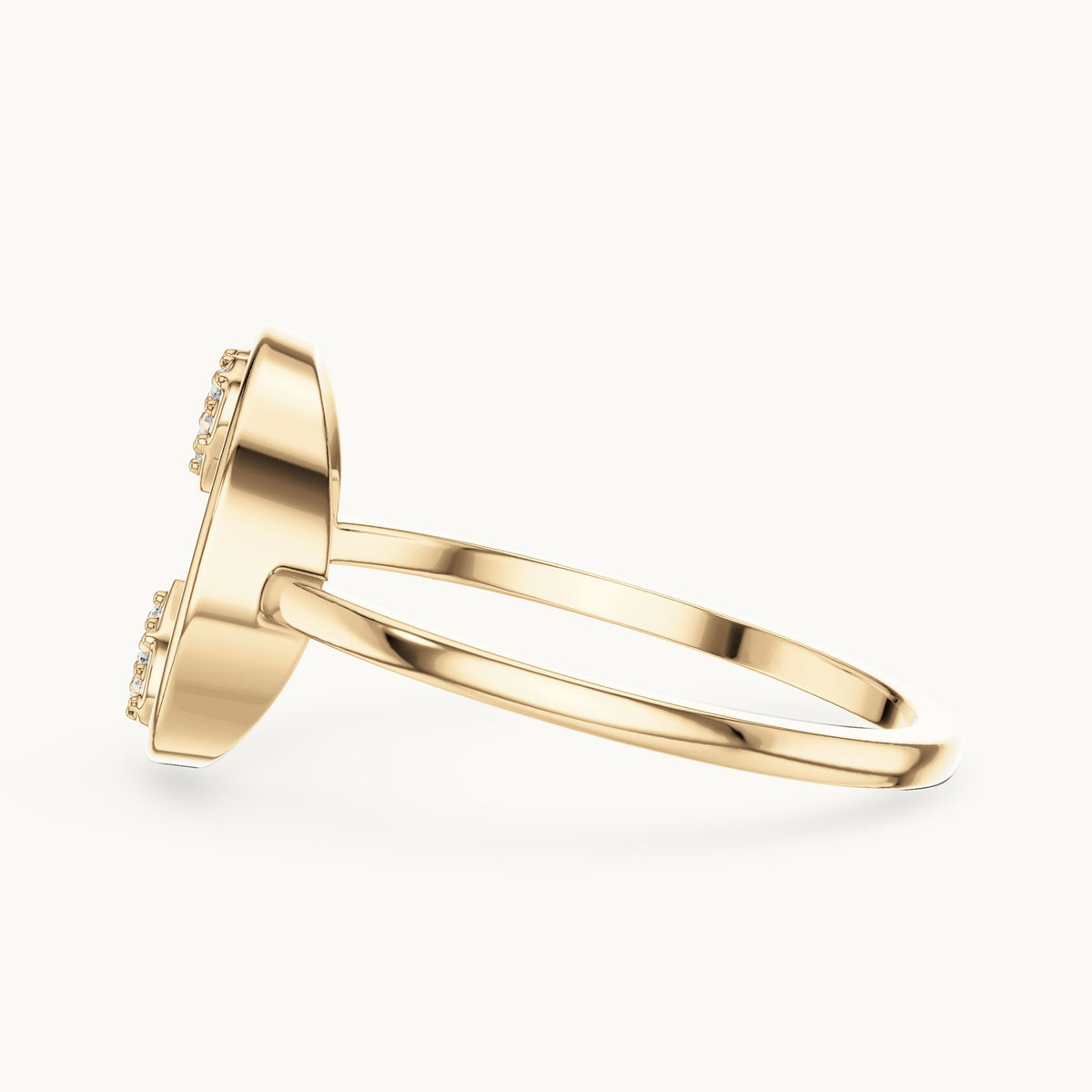Round lab-grown diamond open circle accent ring in yellow gold, 0.06 CT TW, view 3