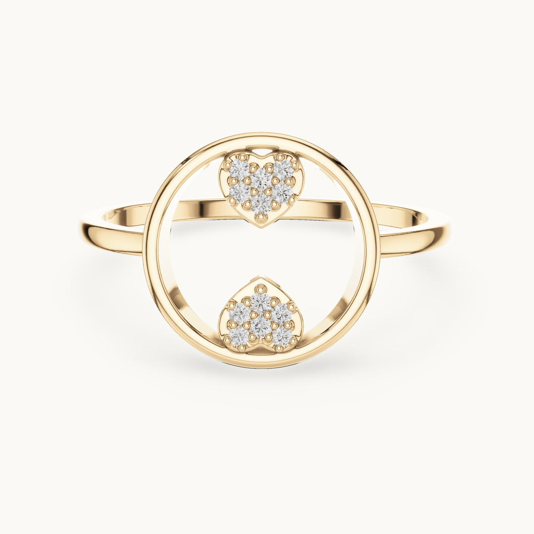 Round lab-grown diamond open circle accent ring in yellow gold, 0.06 CT TW, view 4