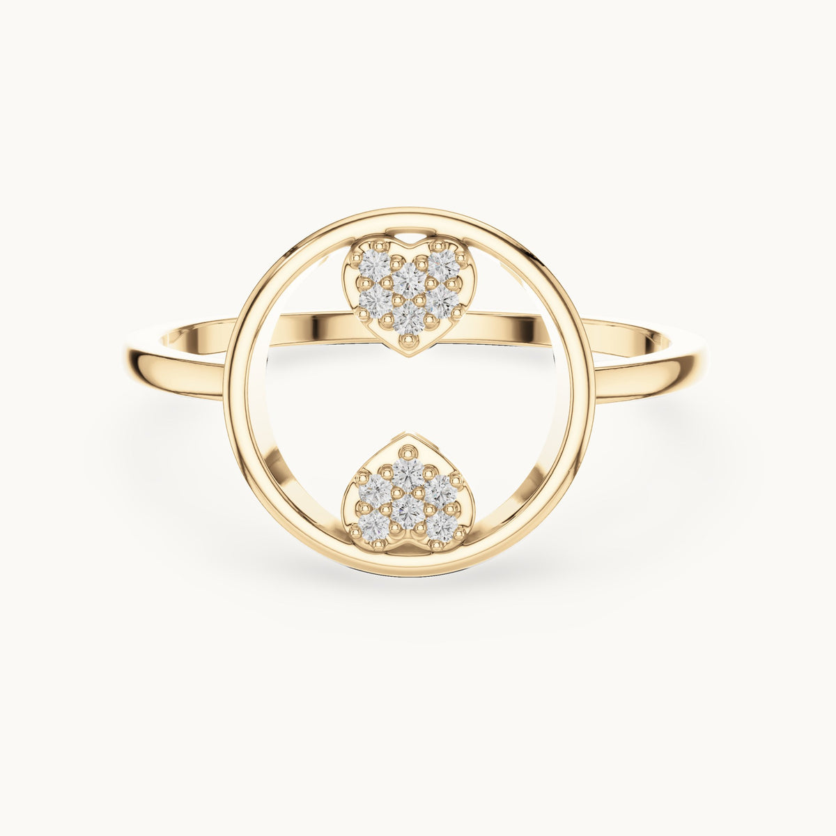 Round lab-grown diamond open circle accent ring in yellow gold, 0.06 CT TW, view 4