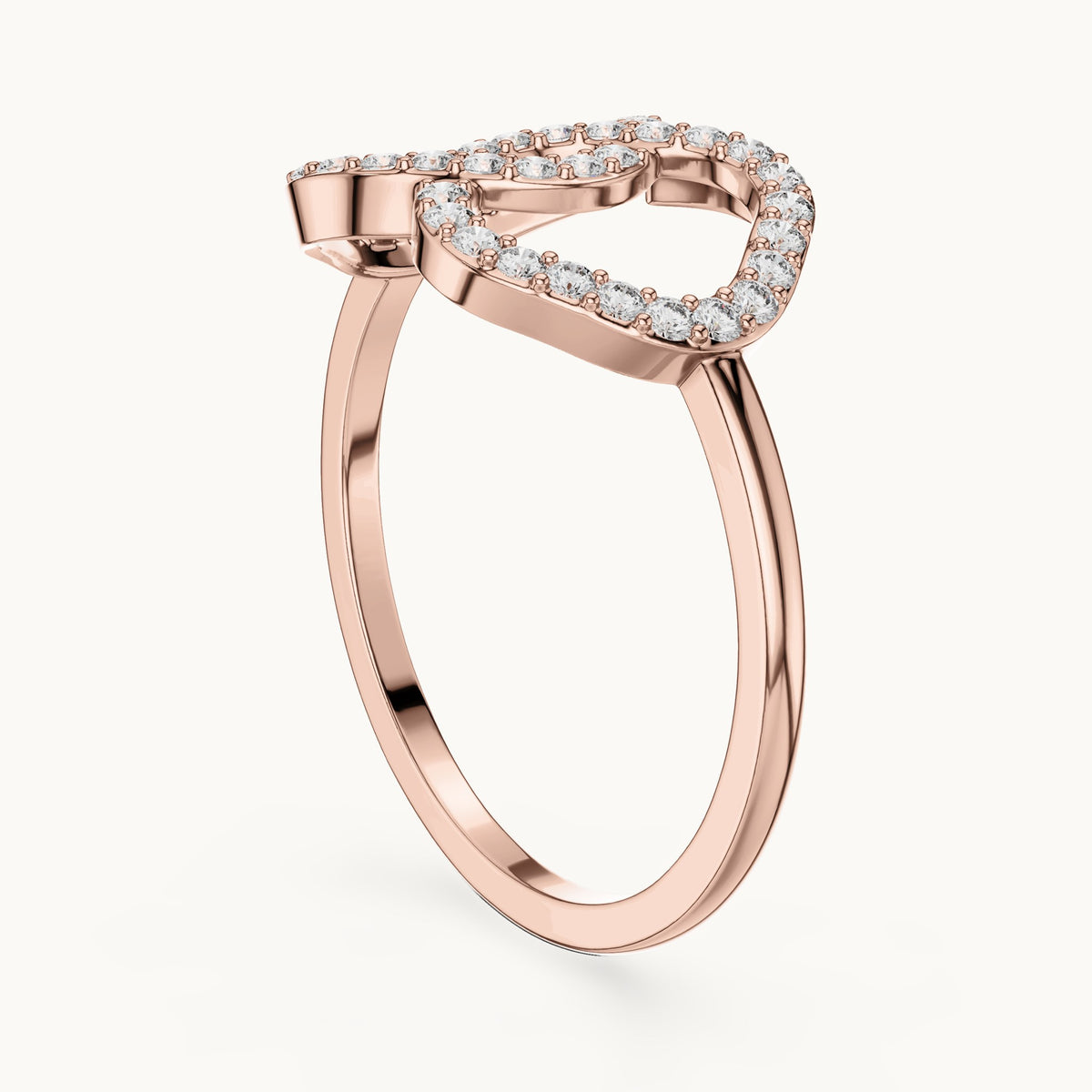 Round lab-grown diamond interlocking open loop ring in rose gold, 0.24 CT TW, view 1