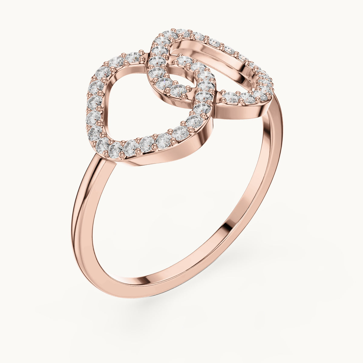 Round lab-grown diamond interlocking open loop ring in rose gold, 0.24 CT TW, view 2