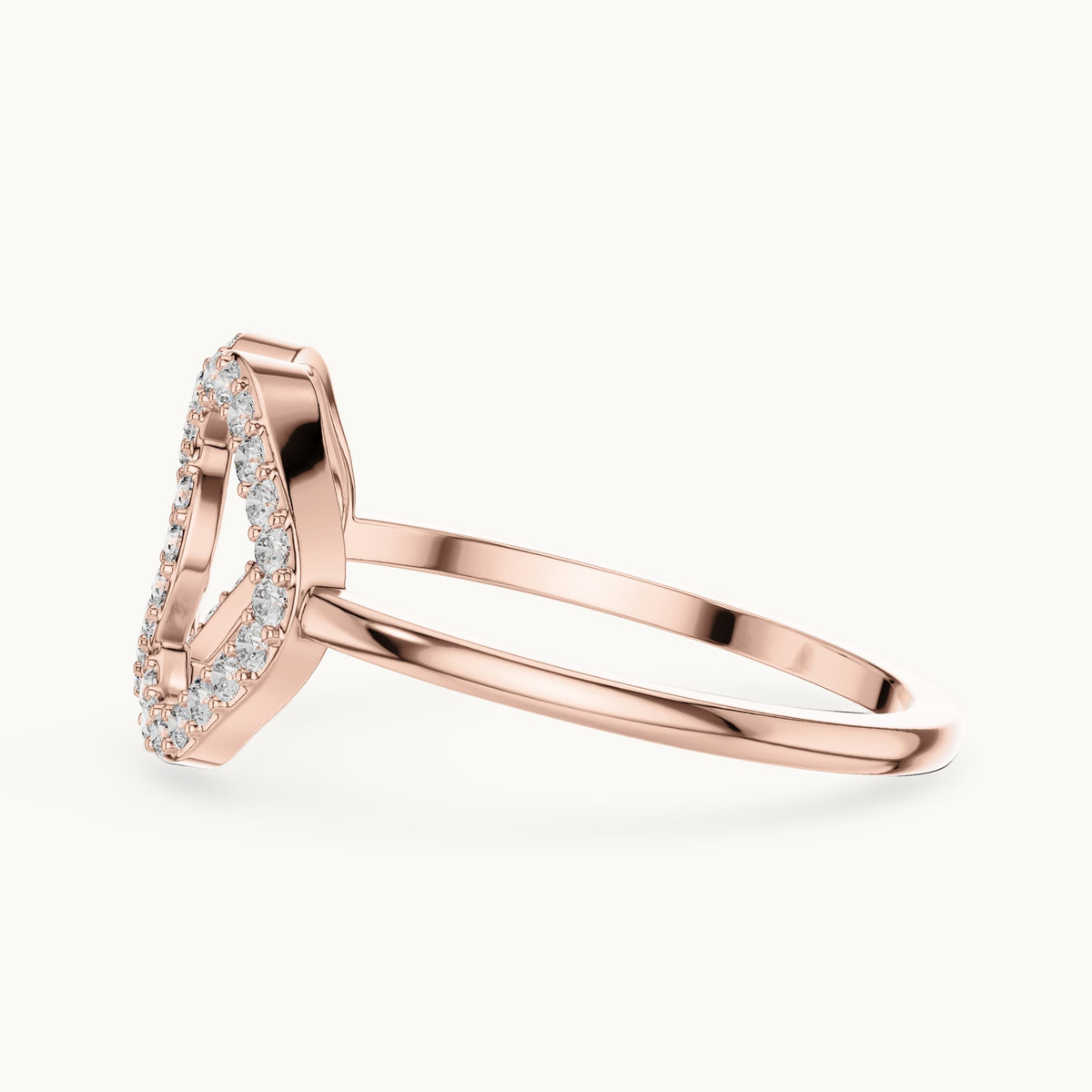 Round lab-grown diamond interlocking open loop ring in rose gold, 0.24 CT TW, view 3