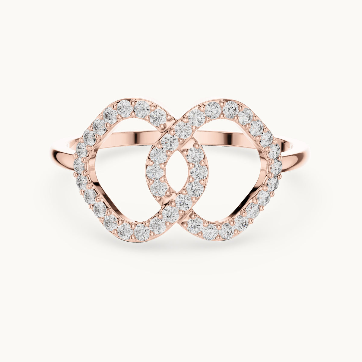 Round lab-grown diamond interlocking open loop ring in rose gold, 0.24 CT TW, view 4