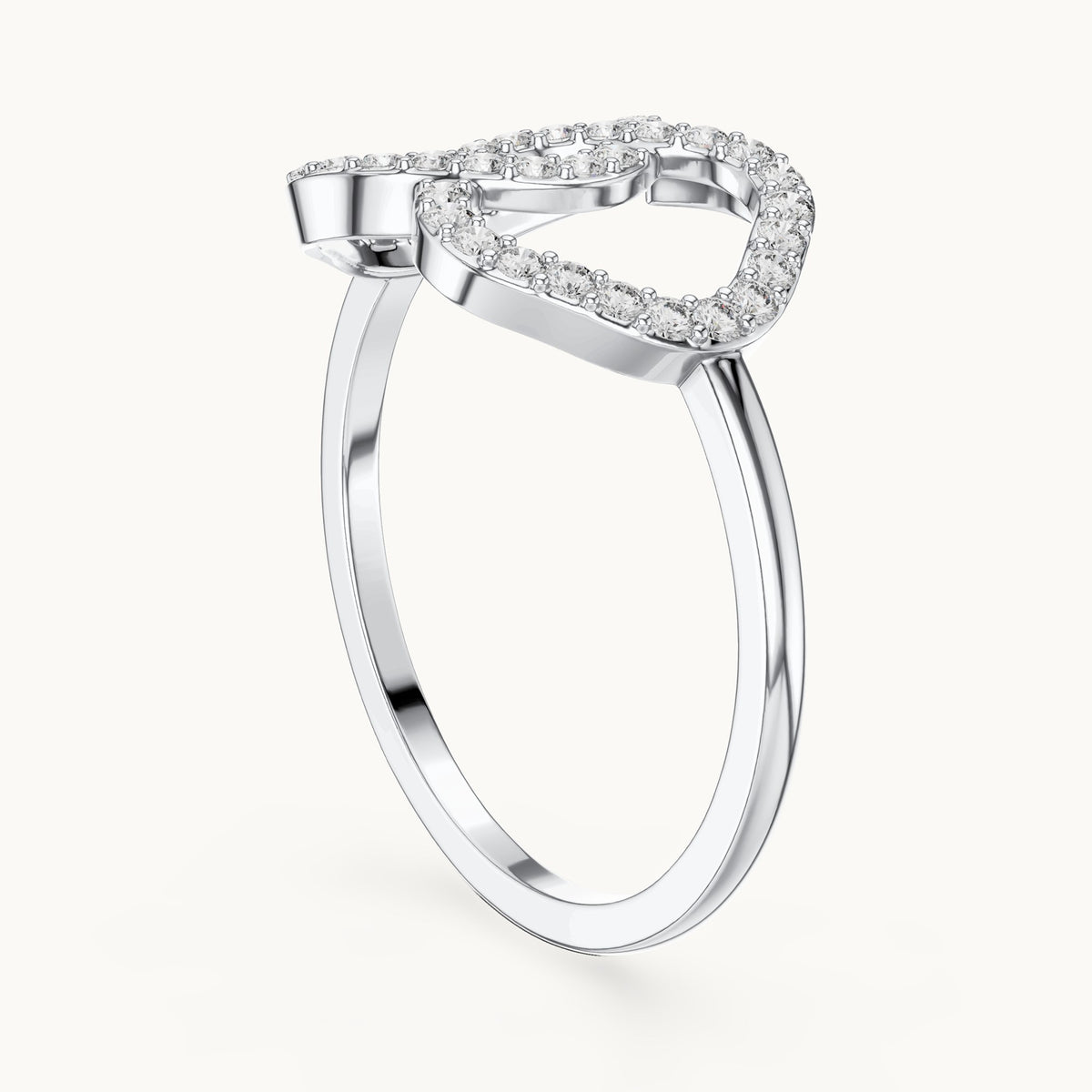 Round lab-grown diamond interlocking open loop ring in white gold, 0.24 CT TW, view 1