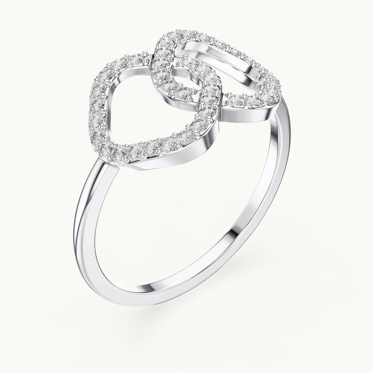 Round lab-grown diamond interlocking open loop ring in white gold, 0.24 CT TW, view 2