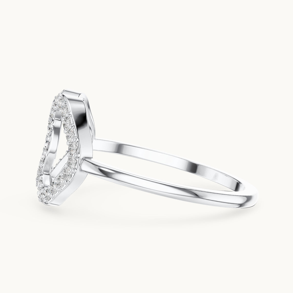 Round lab-grown diamond interlocking open loop ring in white gold, 0.24 CT TW, view 3