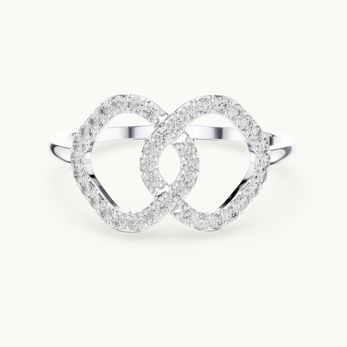 Round lab-grown diamond interlocking open loop ring in white gold, 0.24 CT TW, view 4