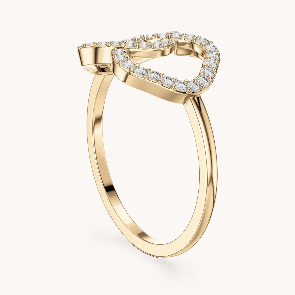Round lab-grown diamond interlocking open loop ring in yellow gold, 0.24 CT TW, view 1