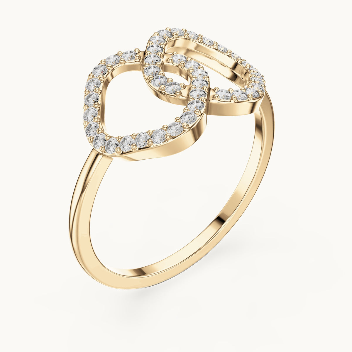 Round lab-grown diamond interlocking open loop ring in yellow gold, 0.24 CT TW, view 2