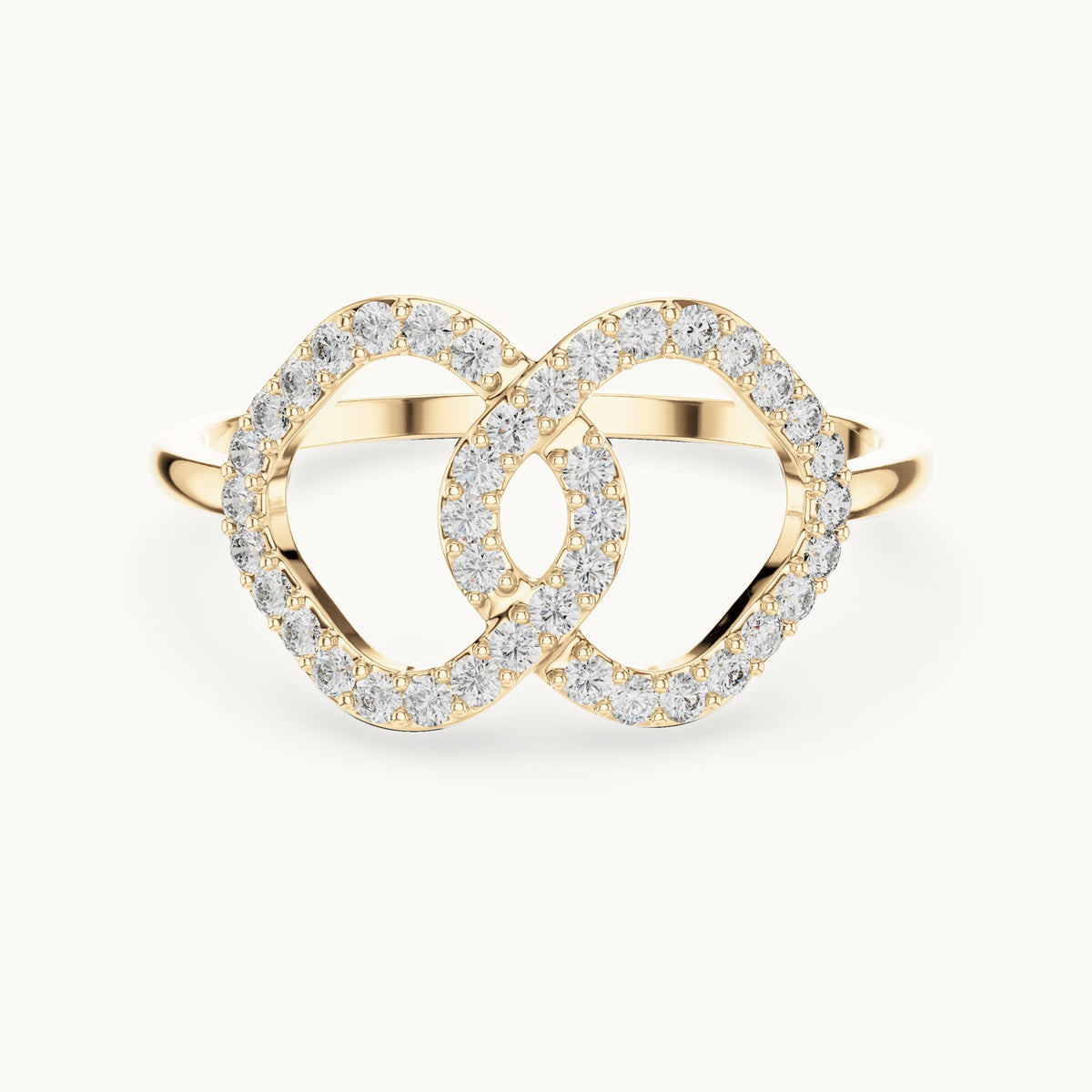 Round lab-grown diamond interlocking open loop ring in yellow gold, 0.24 CT TW, view 4
