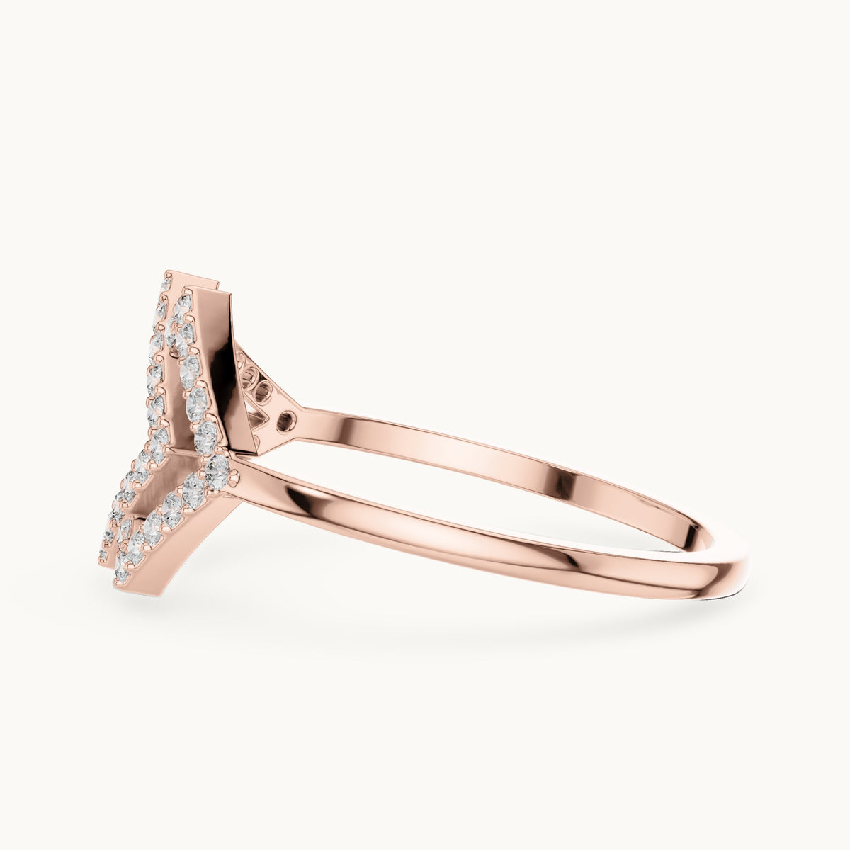 Round lab-grown diamond double kite outline ring in rose gold, 0.19 CT TW, view 3
