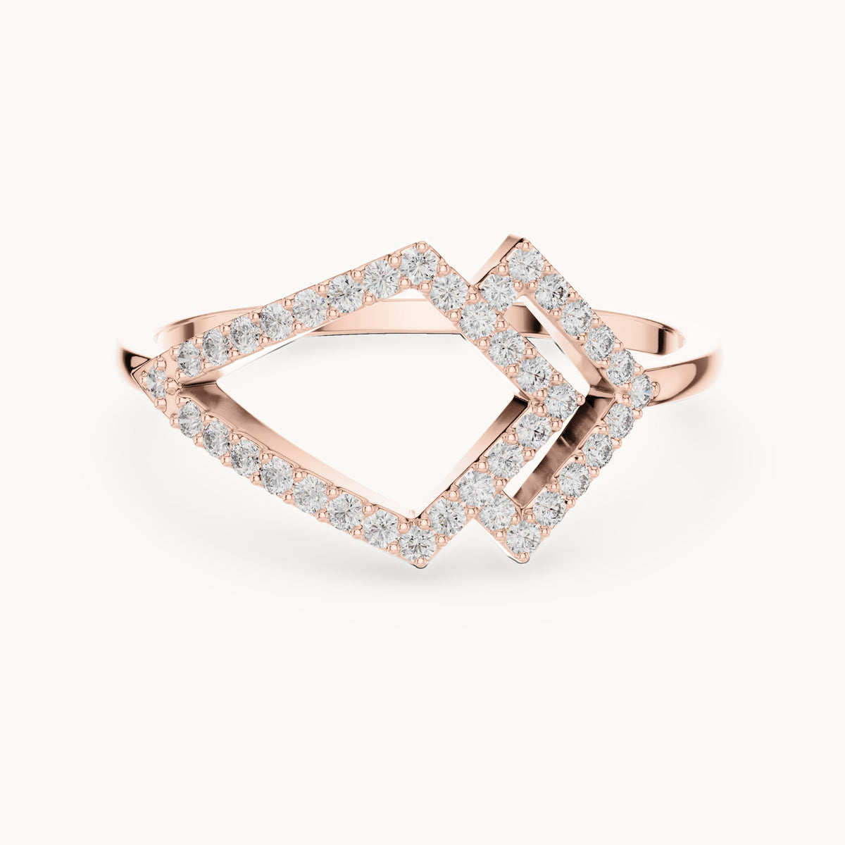 Round lab-grown diamond double kite outline ring in rose gold, 0.19 CT TW, view 4