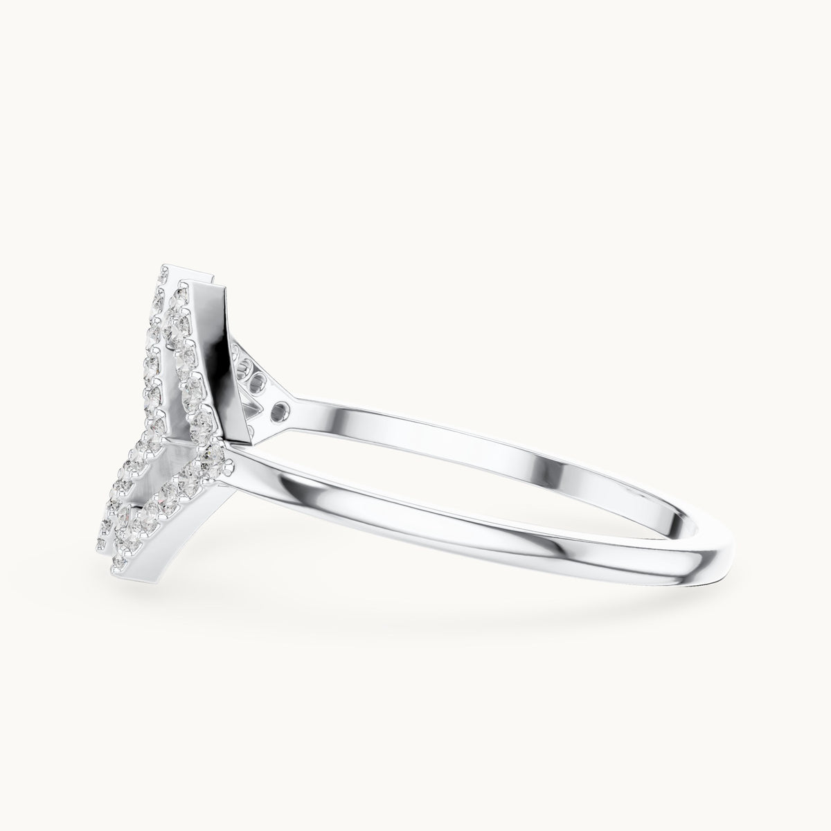 Round lab-grown diamond double kite outline ring in white gold, 0.19 CT TW, view 3