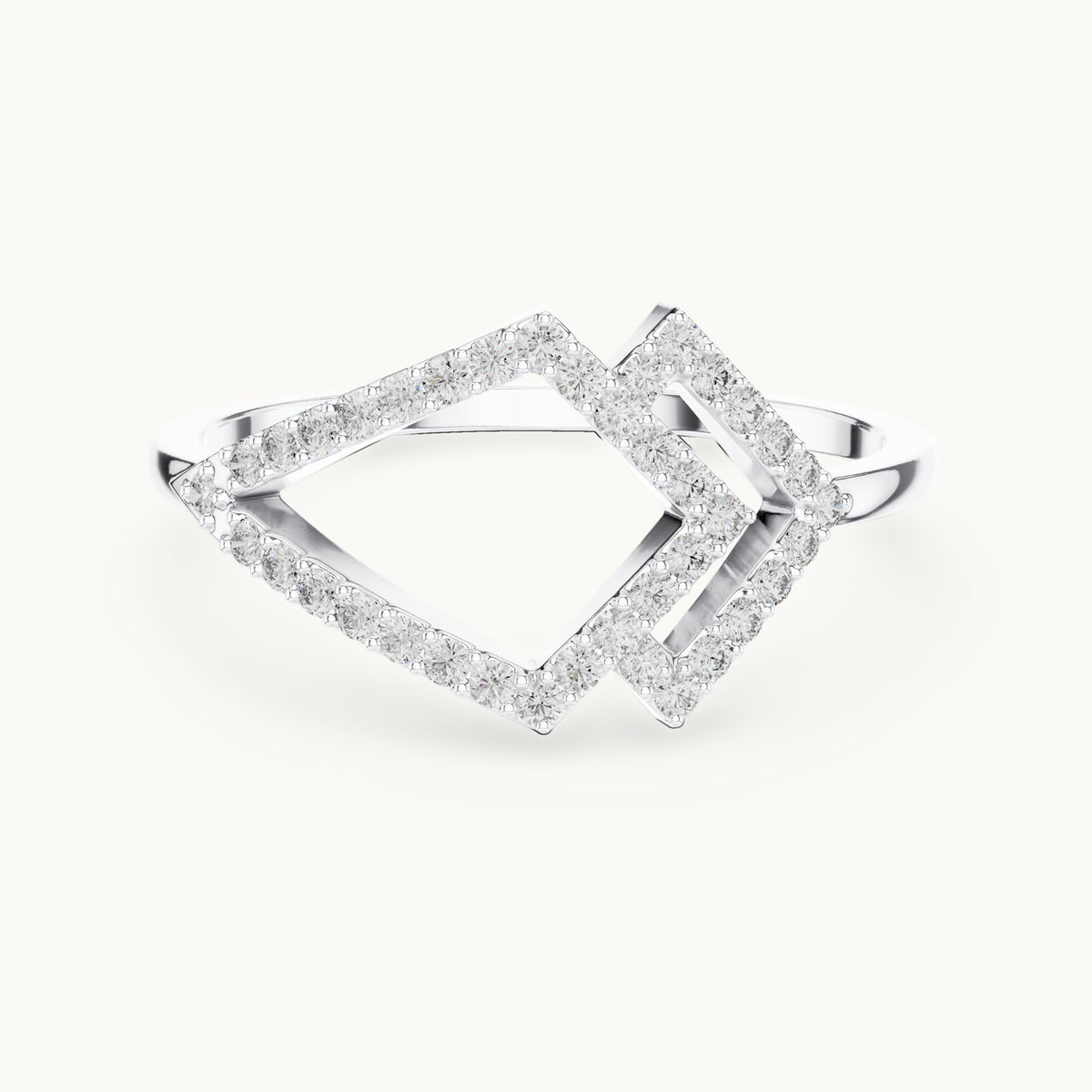 Round lab-grown diamond double kite outline ring in white gold, 0.19 CT TW, view 4